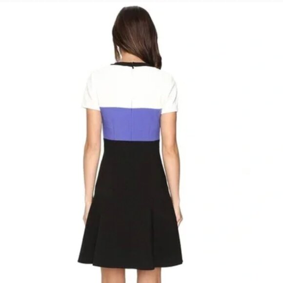 Kate Spade Jazz Things Up Colorblock Crepe Flip Dress Black Blue White Size 2 - Picture 2 of 5